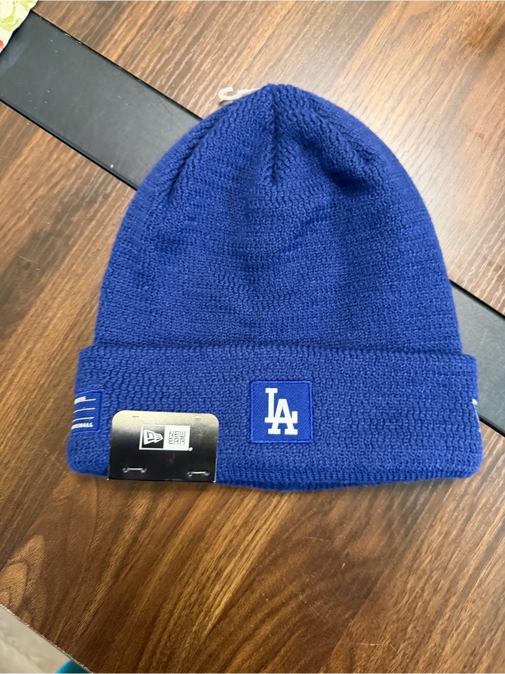 New Era Kids Knit Beanie in Royal/Blue with MLB Logo
